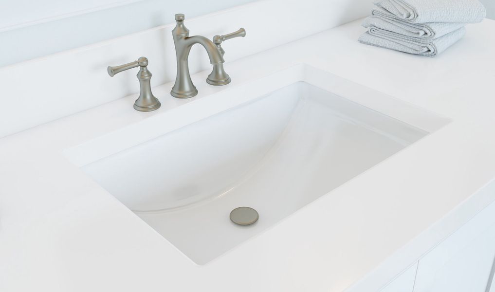 Brushed nickel faucets in primary bath