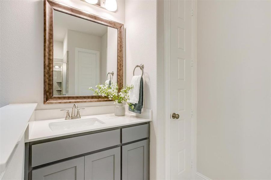 Bathroom featuring vanity