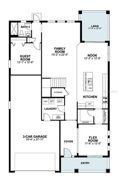 2D floor plan layout of this home in Center Lake on the Park, St. Cloud, FL (Image 3).