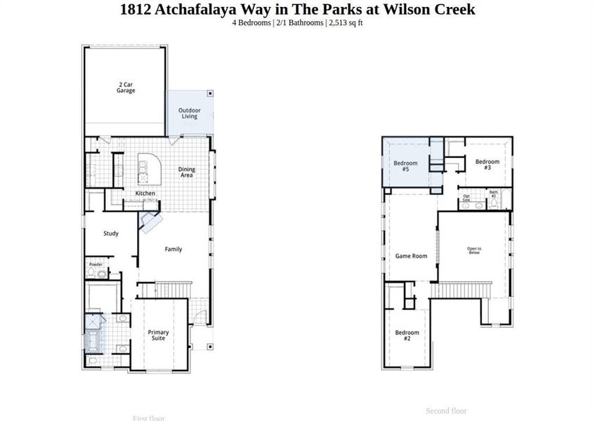 2D floor plan layout of this home in The Parks at Wilson Creek, Celina, TX (Image 3).