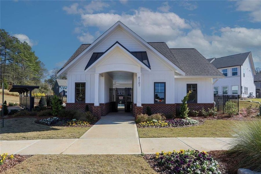 Front exterior of a new home in Laurelwood, Douglasville, GA, highlighting curb appeal (Image 26).