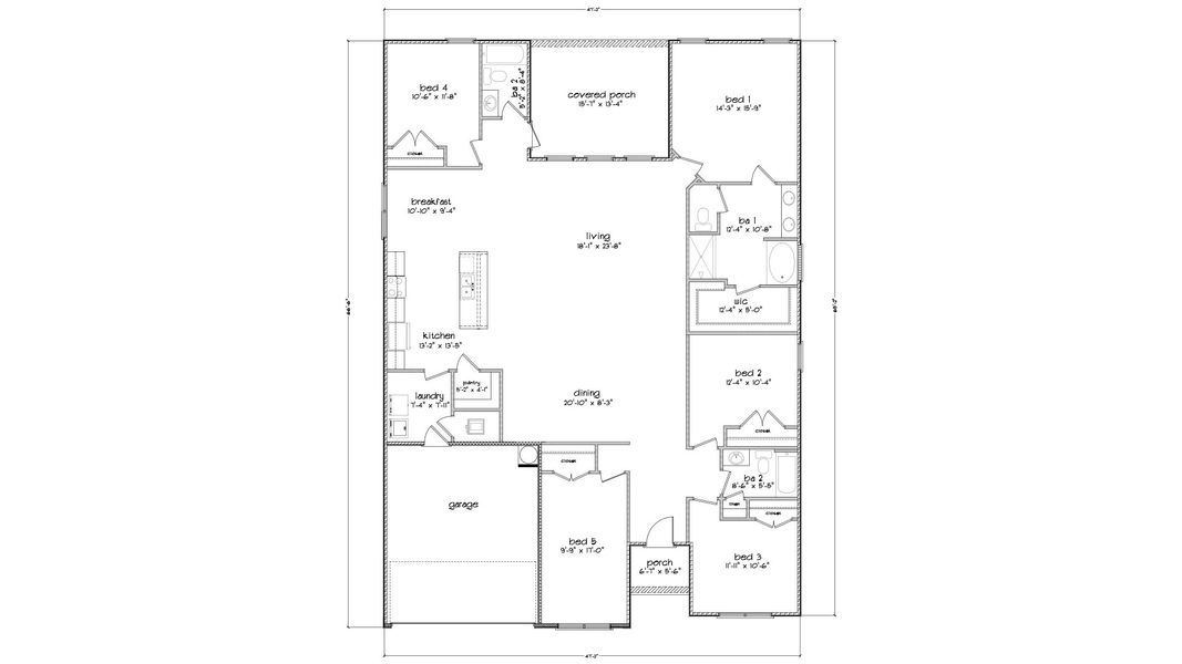 2D floor plan layout for the The Sawyer by D.R. Horton in Liberty, Panama City, FL (Image 3). 2D floor plan layout for the The Sawyer by D.R. Horton in Liberty, Panama City, FL (Image 3).
