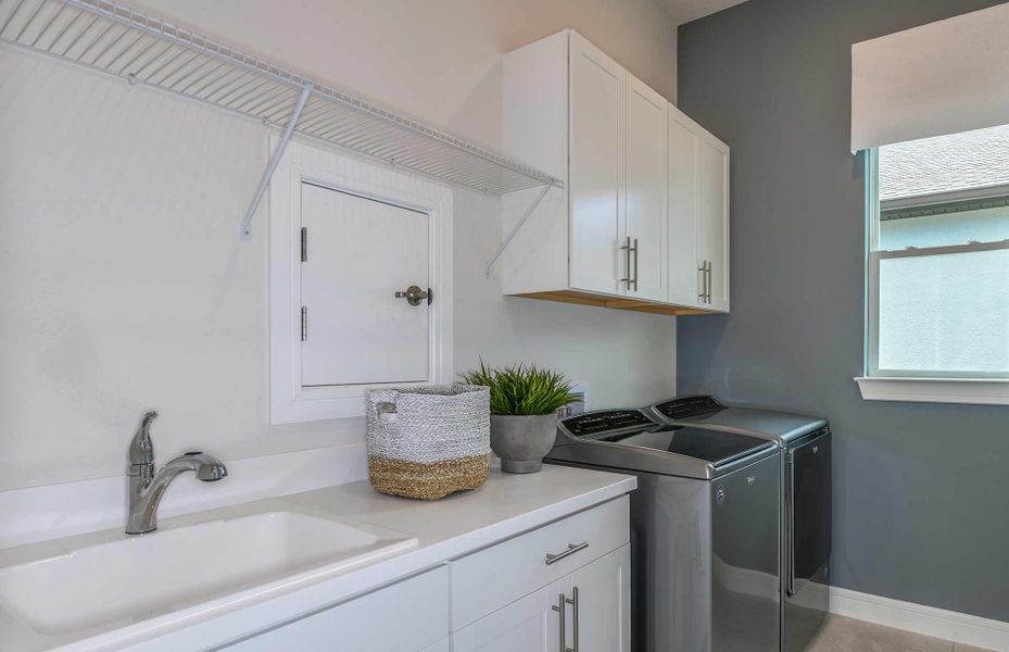 Laundry Room with Sink Built-In Cabinets