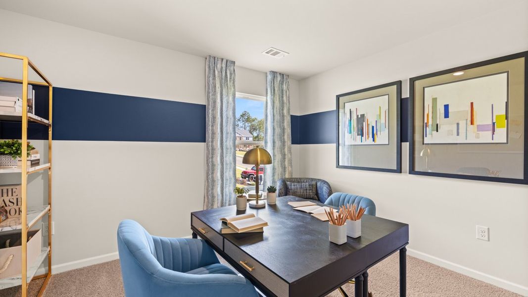 Representative furnished interior of a home built from the Halton by D.R. Horton in Brooks Station, Dacula (Image 49).