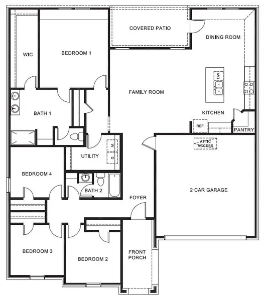 2D floor plan layout of this home in Heritage Parks, Abilene, TX (Image 2).