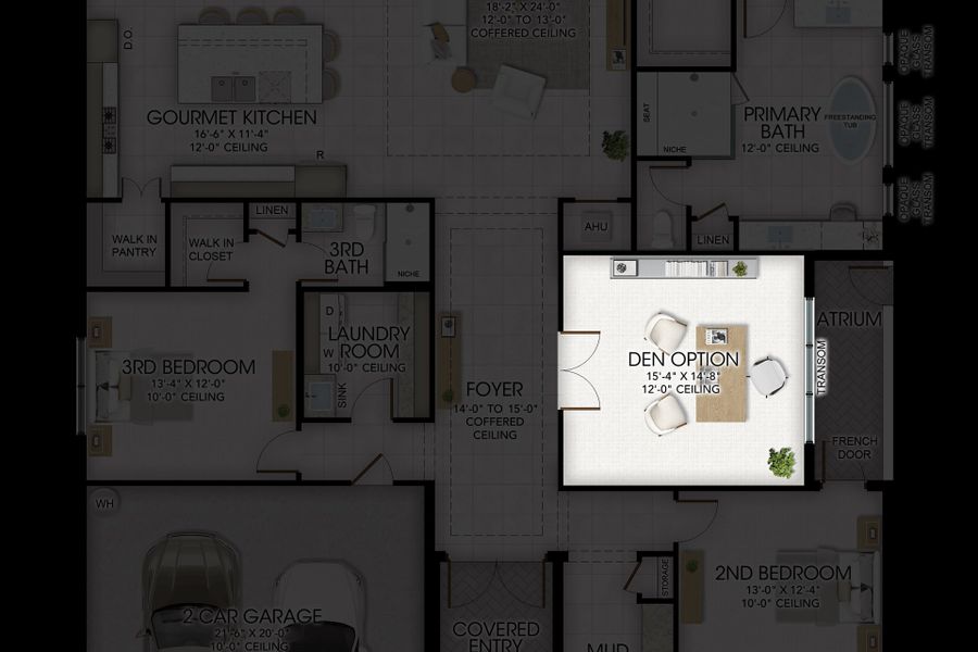 2D floor plan layout for the Kendall by GL Homes in Valencia Del Mar, Boynton Beach, FL (Image 6).