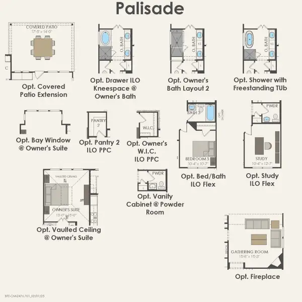 2D floor plan layout for the Palisade by Pulte Homes in Anna Town Square, Anna, TX (Image 3).
