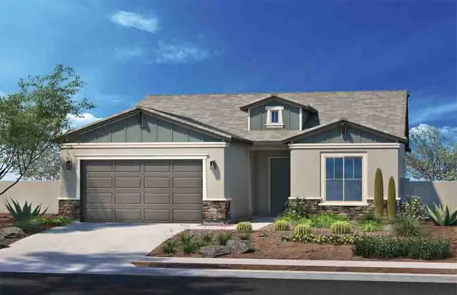 Representative exterior photo of a completed home built from the 1909 by Homes by Towne in Alora at Ironwing, Litchfield Park, AZ (Image 5).