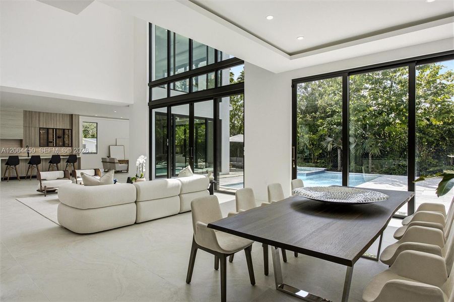 Dining area with glass walls