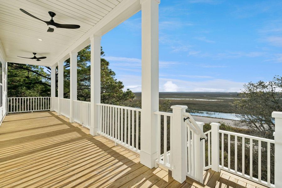 Exterior details and patio area of a home in Overlook at Copahee Sound, Awendaw (Image 35).