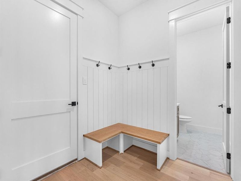 Mudroom off of garage entry and half bath