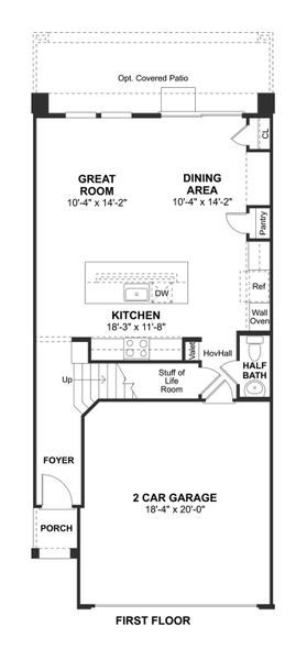2D floor plan layout for the Marietta II by K. Hovnanian® Homes in Prestige on 64th, Phoenix, AZ (Image 3).
