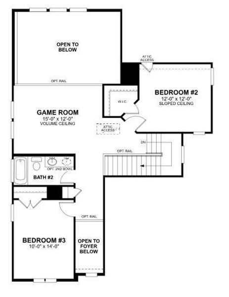 2D floor plan layout of this home in Cascades at Onion Creek, Austin, TX (Image 5).