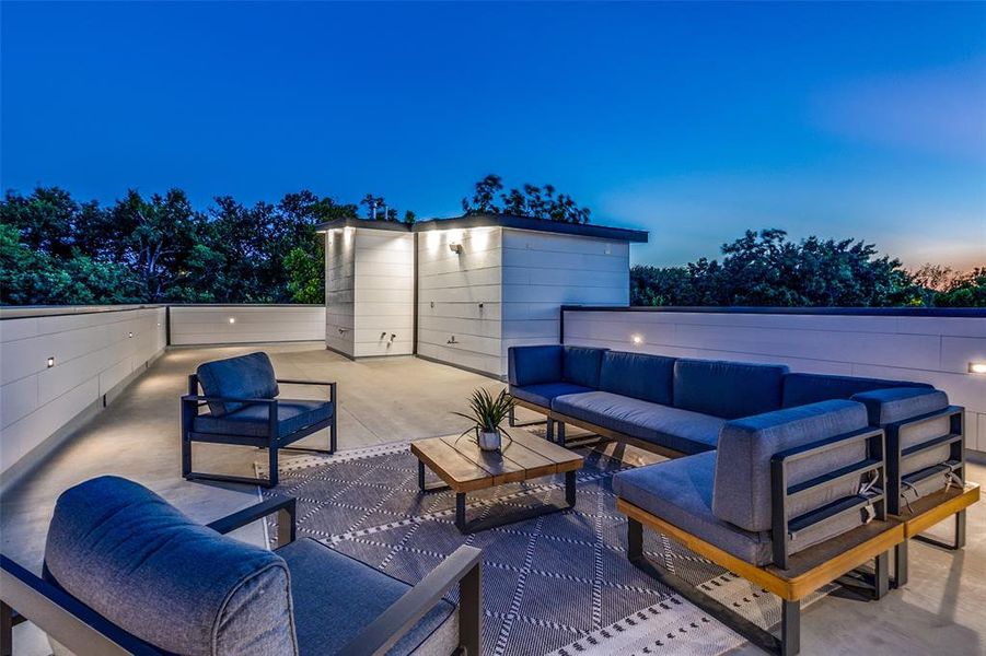 View of patio featuring an outdoor hangout area