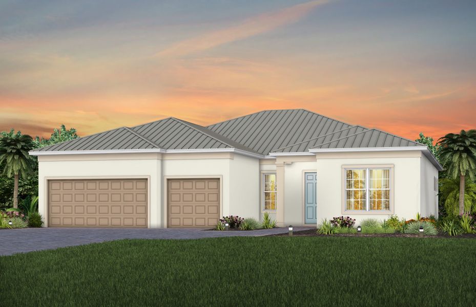 Representative exterior photo of a completed home built from the Stellar by DiVosta in TerraWalk at Babcock Ranch, Alva, FL (Image 20). Representative exterior photo of a completed home built from the Stellar by DiVosta in TerraWalk at Babcock Ranch, Alva, FL (Image 20).