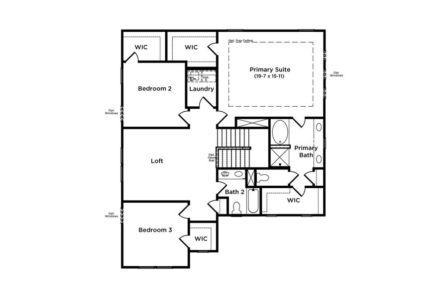 2D floor plan layout for the Wynwood by DRB Homes in Hamilton Lakes, Loganville, GA (Image 27).