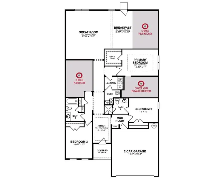 2D floor plan layout for the Summerville by Beazer Homes in Somerset, Myrtle Beach, SC (Image 3).
