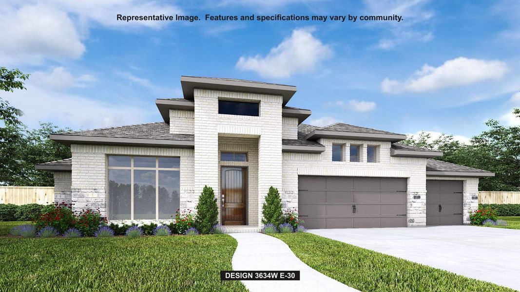 Front exterior of a new home in Evergreen, Conroe, TX, highlighting curb appeal (Image 1). Front exterior of a new home in Evergreen, Conroe, TX, highlighting curb appeal (Image 1).