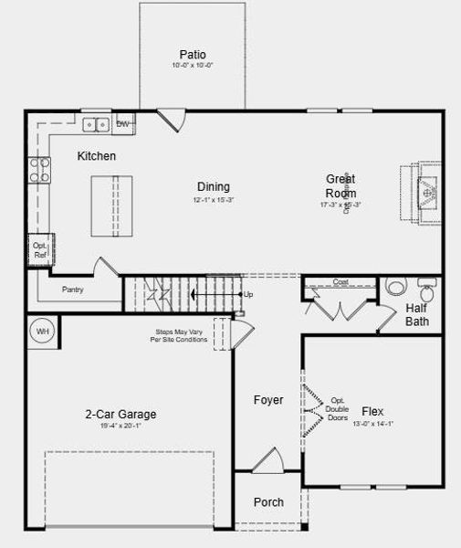 2D floor plan layout of this home in Heritage River, Euharlee, GA (Image 3).