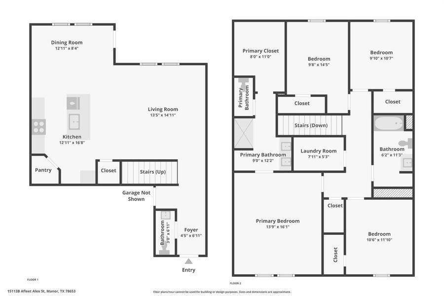 2D floor plan layout of this home in Palomino, Manor, TX (Image 6).