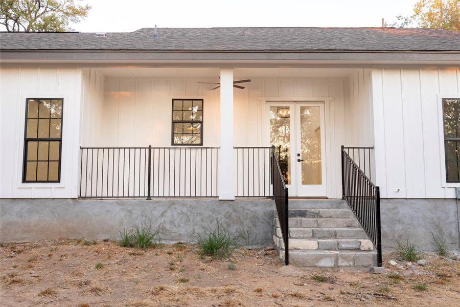 Relax on the patio with a peaceful view of the outdoors.