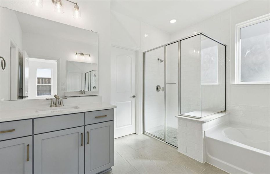 Modern owner's bathroom with spacious shower Modern owner's bathroom with spacious shower