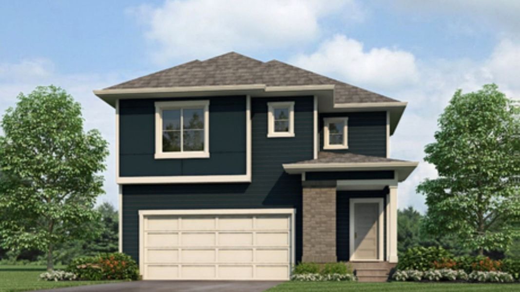 Front exterior of a new home in The Ridge at Lorson Ranch, Colorado Springs, CO, highlighting curb appeal (Image 1). Front exterior of a new home in The Ridge at Lorson Ranch, Colorado Springs, CO, highlighting curb appeal (Image 1).