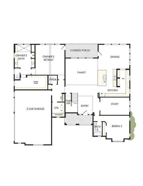 2D floor plan layout of this home in Meadow Brook Farms, Cumming, GA (Image 3).