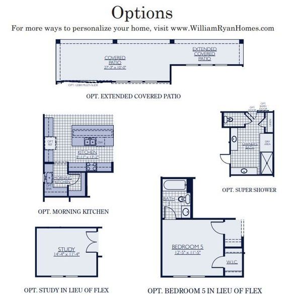 2D floor plan layout for the Ponderosa by William Ryan Homes in Silver Cross, San Tan Valley, AZ (Image 6).
