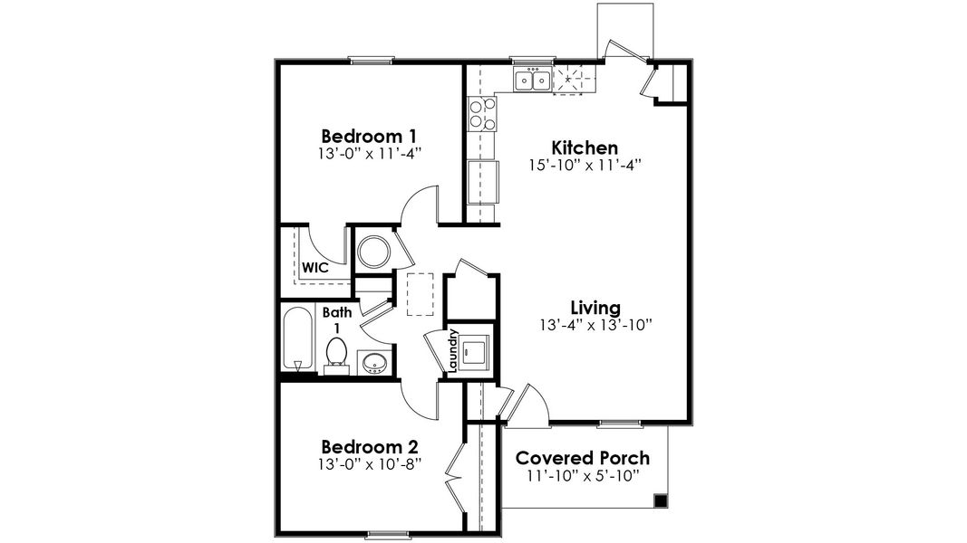 2D floor plan layout for the Allanton by D.R. Horton in Sunny Hills, Chipley, FL (Image 4).