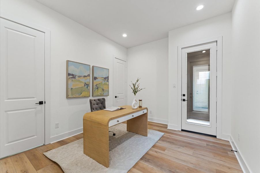 The first floor study or bedroom offers the convenience of its own separate access for guests.