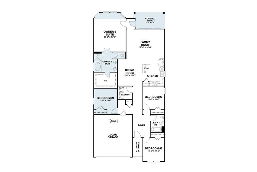 2D floor plan layout of this home in Heritage, Dripping Springs, TX (Image 4).
