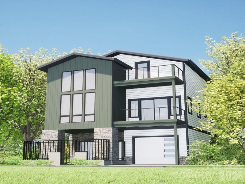 Architectural rendering of the proposed 1.5 Story + Basement Courtyard Villa for 48 Verde Drive.