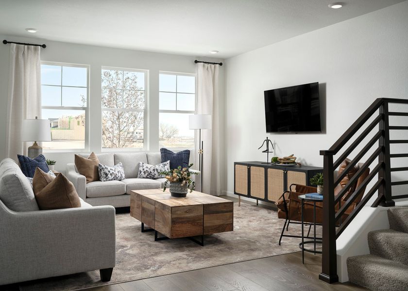 Furnished interior view inside a new home in Sugar Mill Village, Longmont (Image 3). Furnished interior view inside a new home in Sugar Mill Village, Longmont (Image 3).