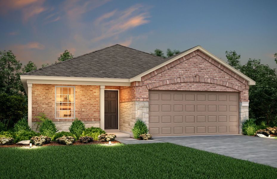 Front exterior of a new home in Arbordale, Forney, TX, highlighting curb appeal (Image 7).