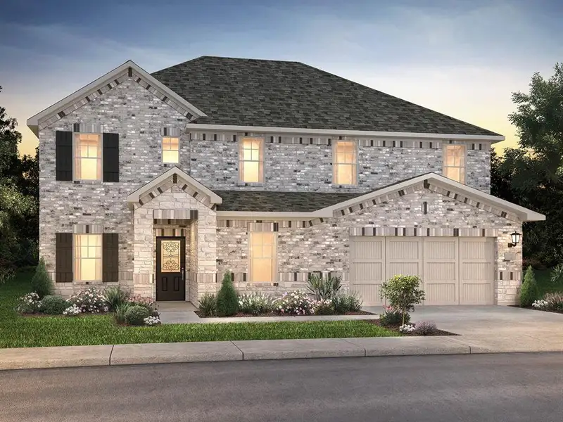 Front exterior of a new home in Lakehaven - Premier Series, Farmersville, TX, highlighting curb appeal (Image 1). Front exterior of a new home in Lakehaven - Premier Series, Farmersville, TX, highlighting curb appeal (Image 1).