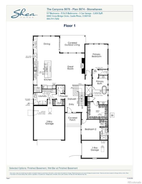 2D floor plan layout of this home in Luxe at The Canyons, Castle Pines, CO (Image 3).