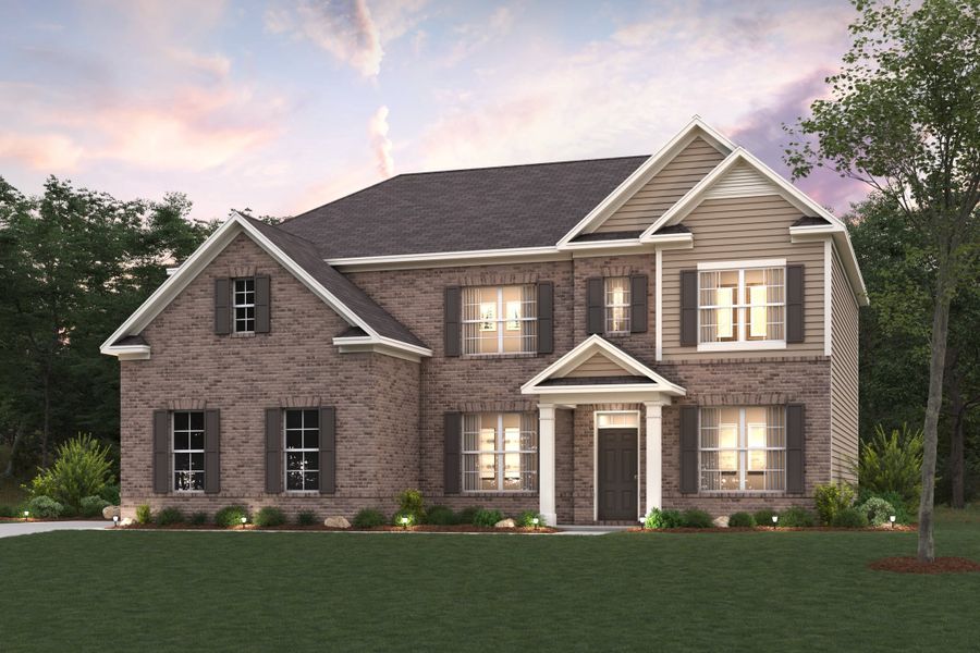 Representative exterior photo of a completed home built from the Birch by Century Communities in Windsong Estates, McDonough, GA (Image 1). Representative exterior photo of a completed home built from the Birch by Century Communities in Windsong Estates, McDonough, GA (Image 1).