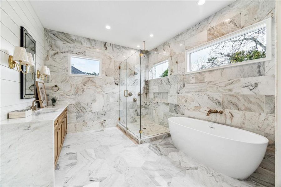 Check out the attention to detail in this luxurious primary bath