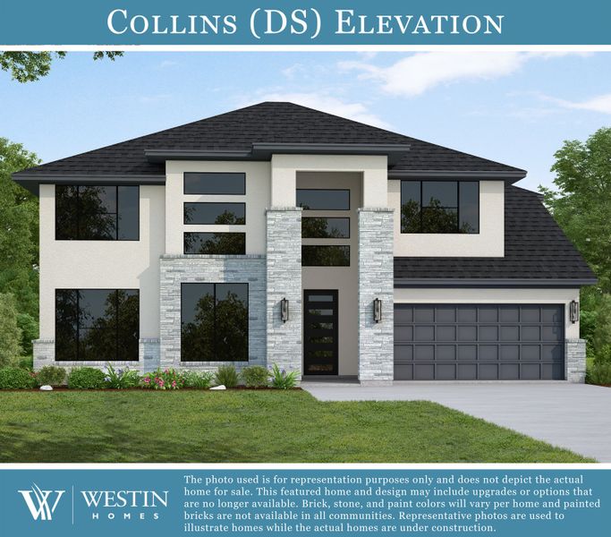Representative exterior photo of a completed home built from the The Collins by Westin Homes in Austin Point - 60', Richmond, TX (Image 6).