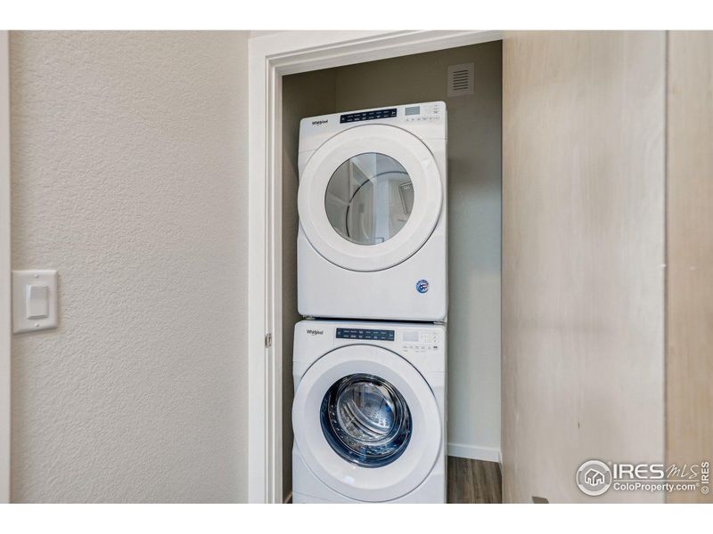 Laundry Closet. Photos are of the model home.