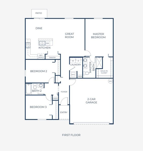 2D floor plan layout for the Violet by Maronda Homes in Silver Springs Shores, Ocala, FL (Image 3).