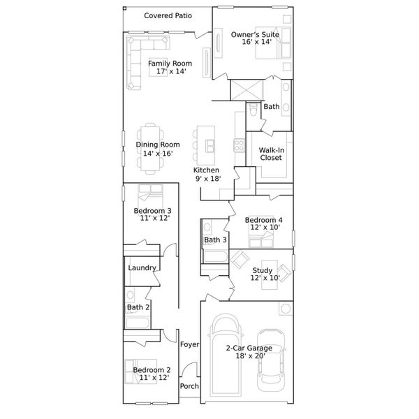 2D floor plan layout of this home in Sunterra, Katy, TX (Image 2).
