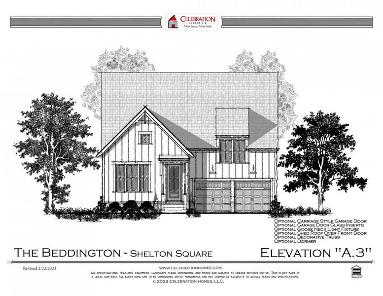 Representative rendering of the exterior for the Beddington by Celebration Homes (Image 7).