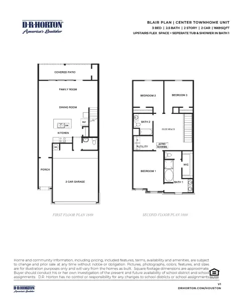 2D floor plan layout for the Blair by D.R. Horton in Alexander Townhomes, Pearland, TX (Image 3). 2D floor plan layout for the Blair by D.R. Horton in Alexander Townhomes, Pearland, TX (Image 3).