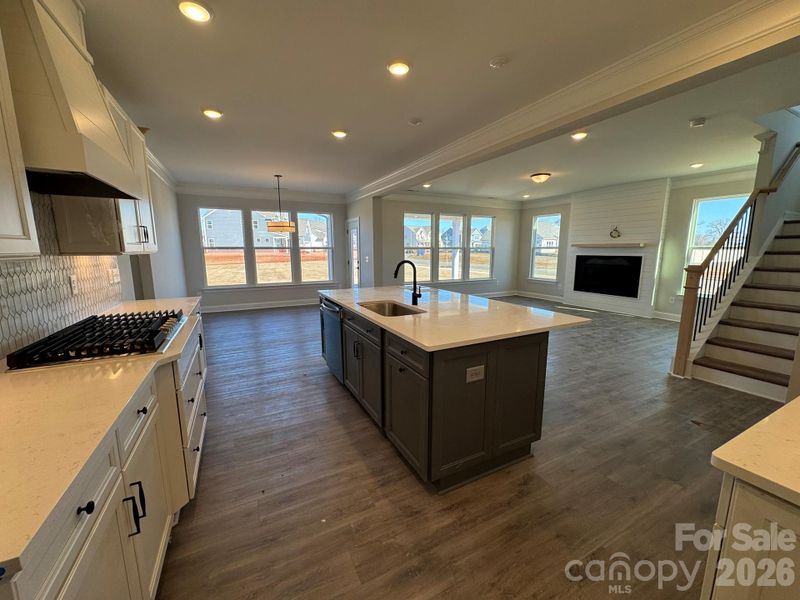 Designer kitchen overlooking family room