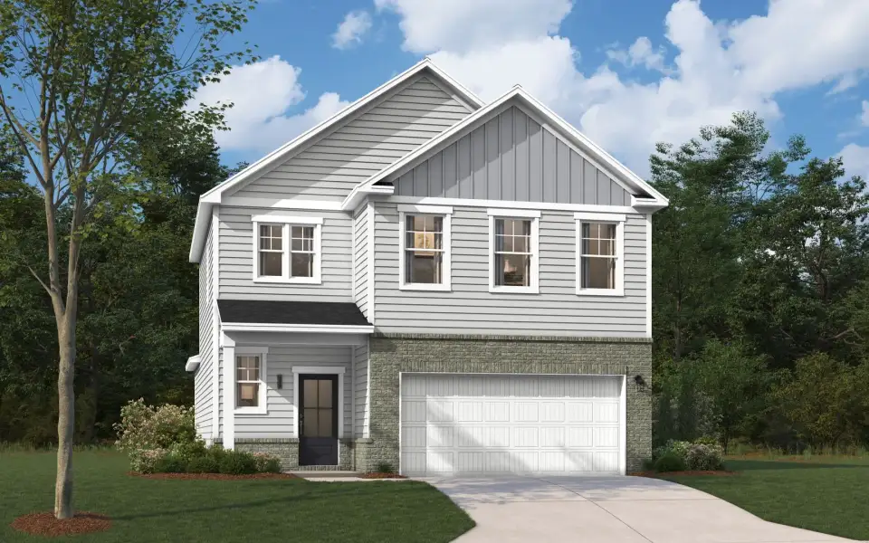 Representative exterior photo of a completed home built from the The Rainey by Stanley Martin Homes in Bell Meadows, Winnabow, NC (Image 18). Representative exterior photo of a completed home built from the The Rainey by Stanley Martin Homes in Bell Meadows, Winnabow, NC (Image 18).