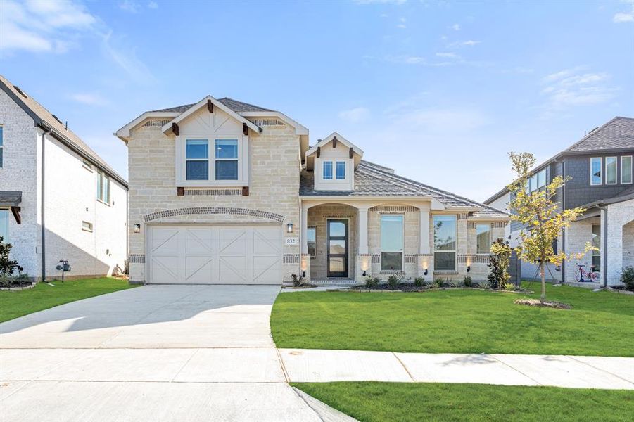Front exterior of a new home in Union Park Classic 55, Little Elm, TX, highlighting curb appeal (Image 24).