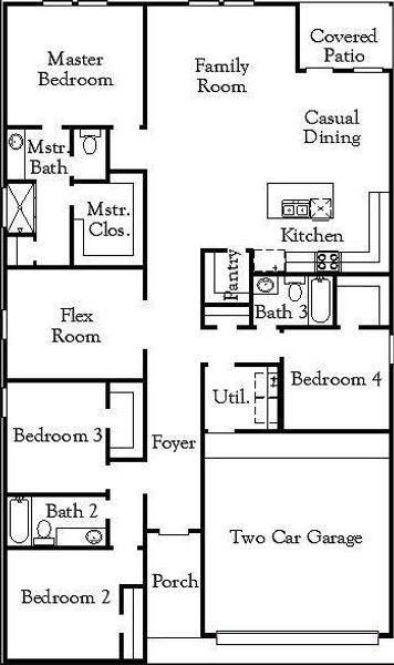 2D floor plan layout of this home in Westridge Cove, Conroe, TX (Image 3).
