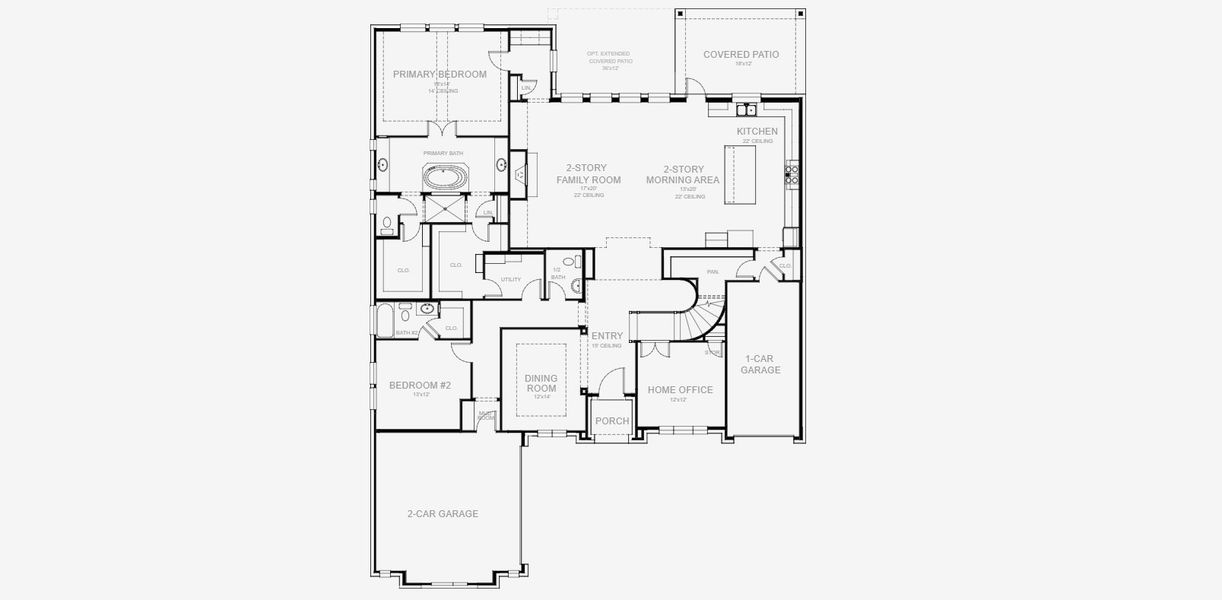 2D floor plan layout for the 4336W by Perry Homes in Bristol Valley, Rockwall, TX (Image 3).